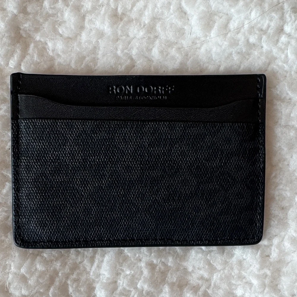 Ron Dorff Black Card Holder Slim Wallet‎ Leather Canvas Unisex